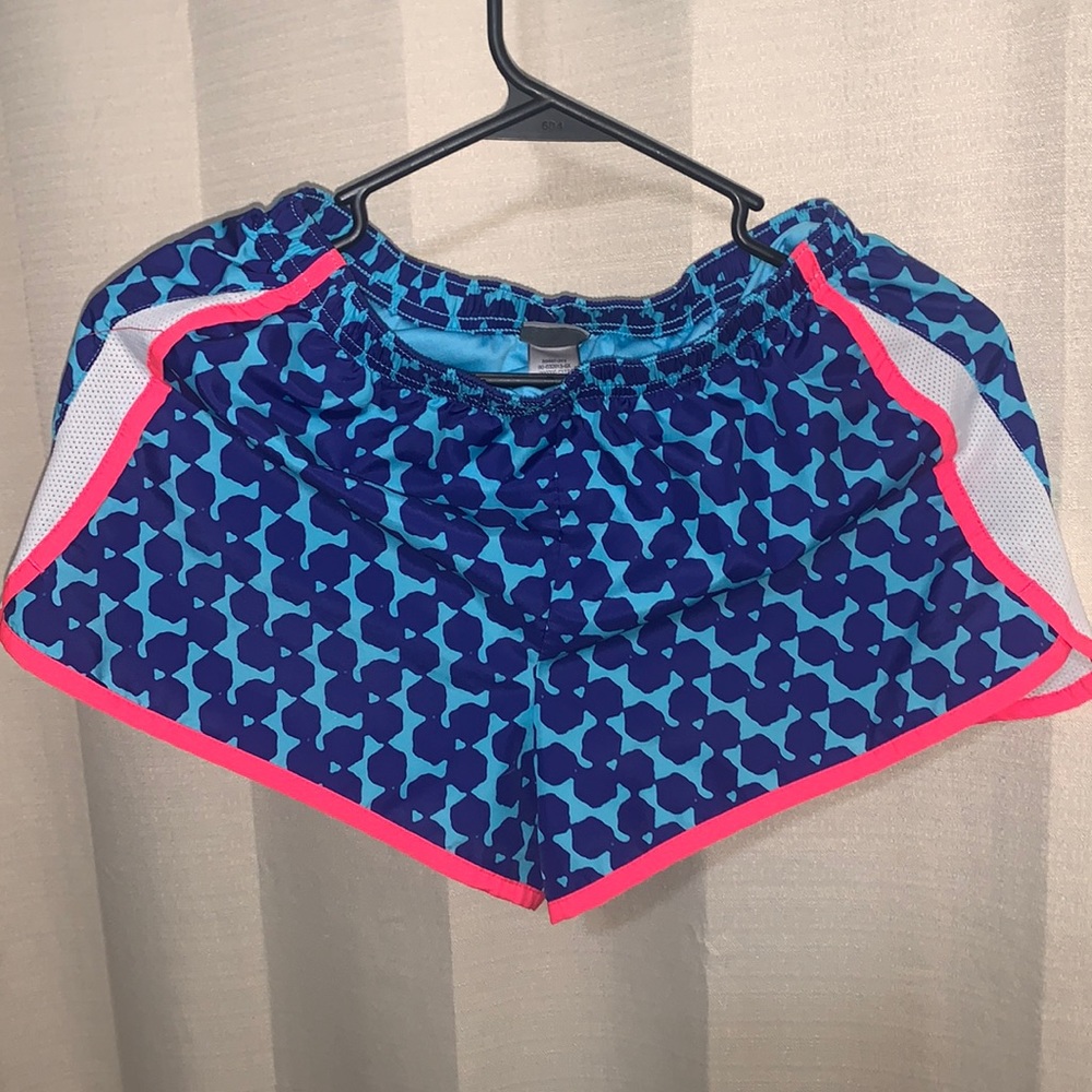Girls athletic shorts. Fun design with built in liner- XL